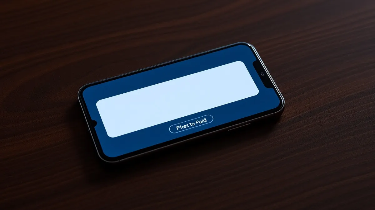 Illustration: A sleek smartphone rests on a wooden table, its screen displaying a simple chat interface with blank message bubbles.