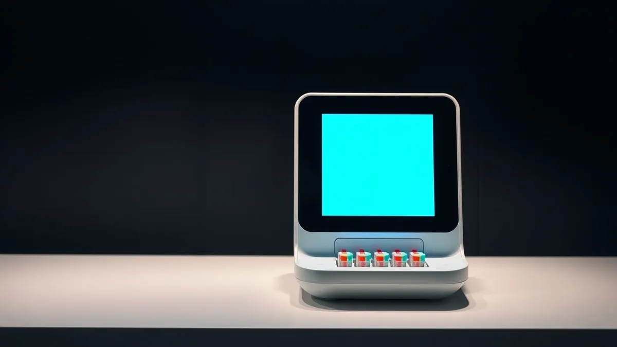 Illustration: A sleek automated dispensing machine sits on a clean white counter, dispensing neatly organized medication pods into small, color-coded containers.