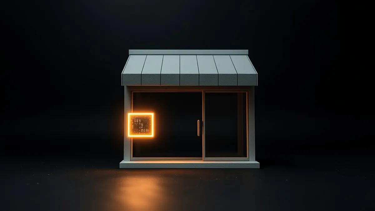 Illustration: A generic e-commerce storefront sits isolated on a dark background.