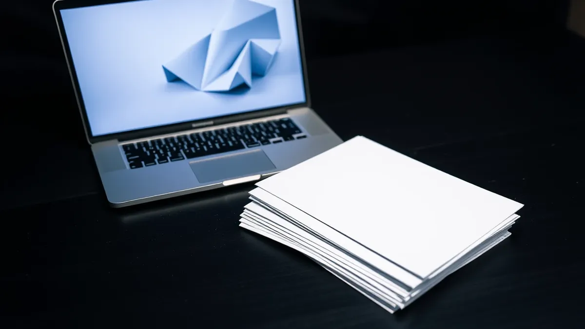 Illustration: A stack of clean white papers lies on a dark wooden desk, representing the new code patches.