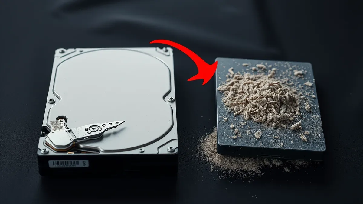 Illustration: A clean hard drive sits next to a dusty, infected one.