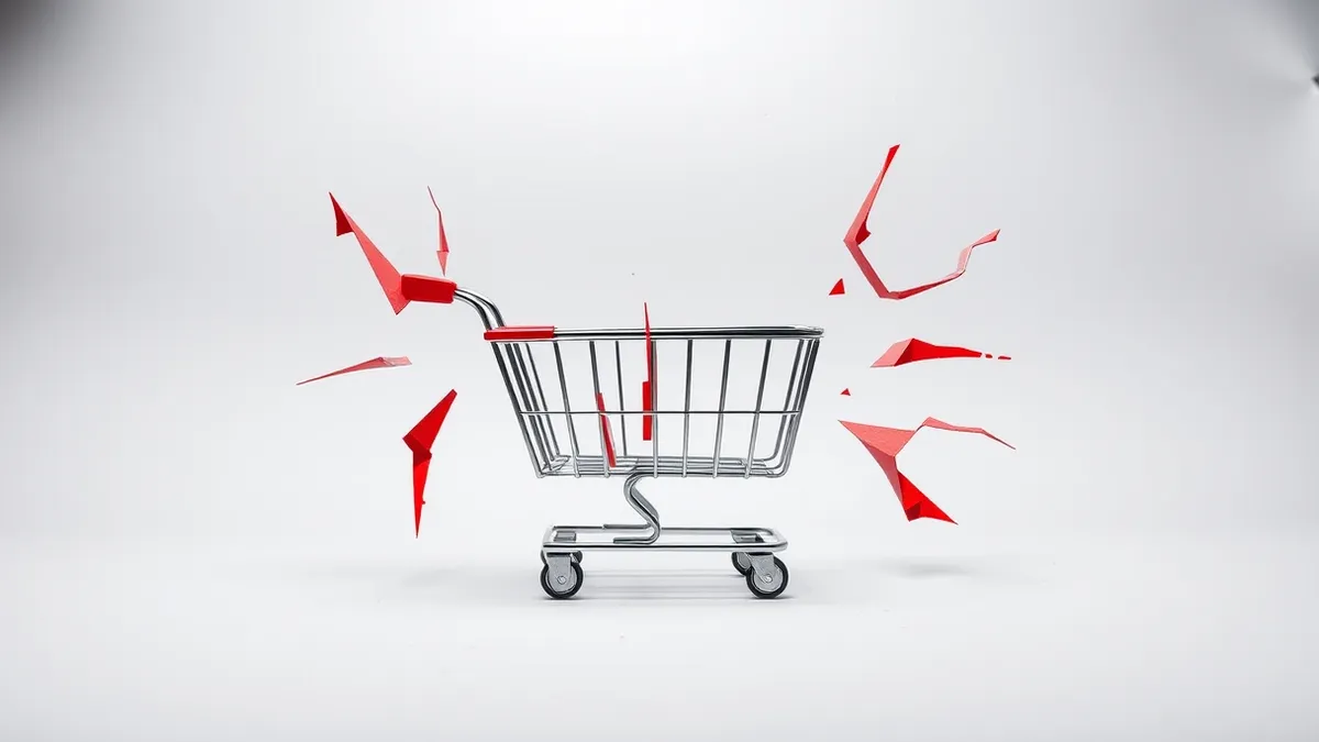 Illustration: A blank shopping cart icon sits isolated on a stark white background.