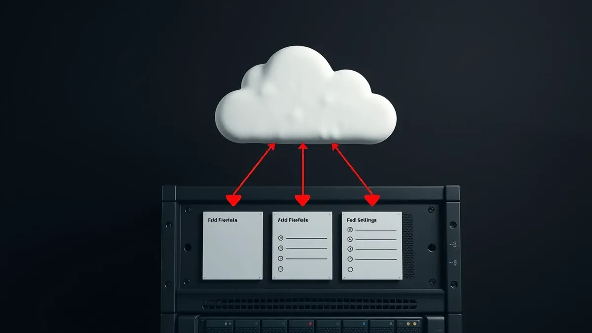 Illustration: A generic cloud symbol floats above a traditional server rack.